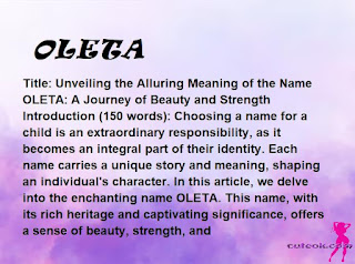 meaning of the name "OLETA"