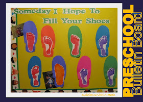 photo of: Father's Day Bulletin Board Idea from painted footprints