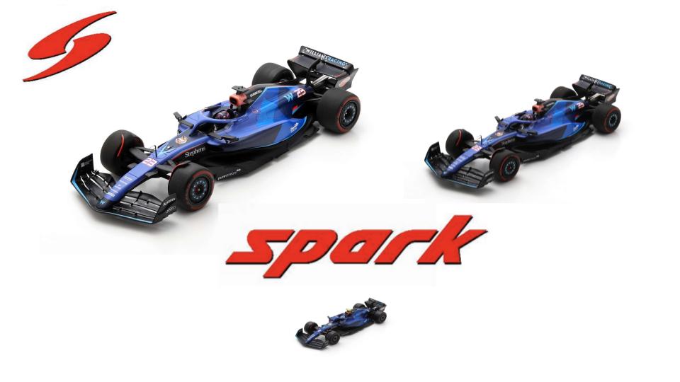 Les Williams F1 2023 en miniature Spark aux échelles 1/43, 1/18 et
