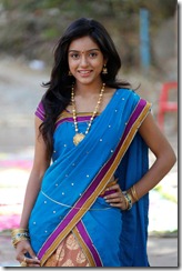 Telugu Actress Vithika Photos in Blue Half Saree