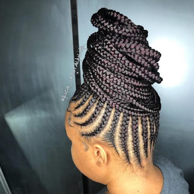 Stylish Ghana Braided Updo for Natural Black Hair - Ankara ...