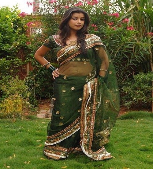 Madhirima wear Beautiful Lowhip Green Saree