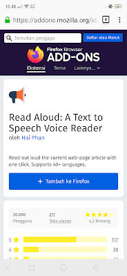 tambah ekstensi di Firefox android