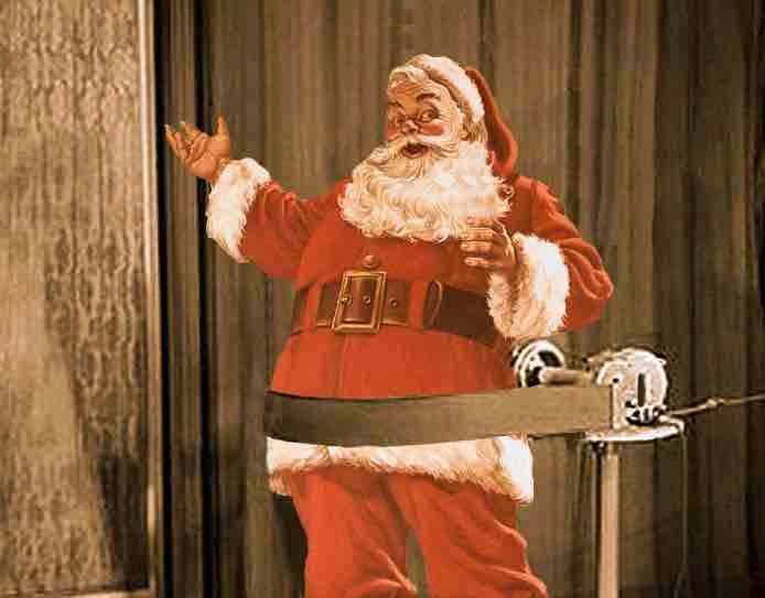 Santa  Clause takes off some extra pounds with a Jiggle Belt