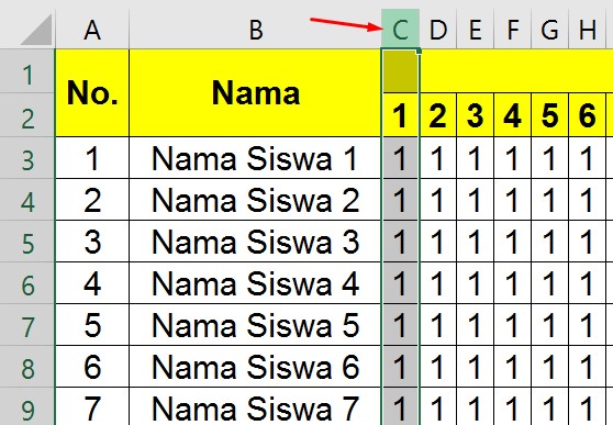 Mengunci Kolom di Excel