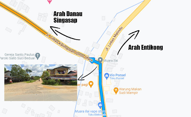 Akses masuk dari simpang Desa Muara Ilai menuju ke Lokasi Danau Singasap