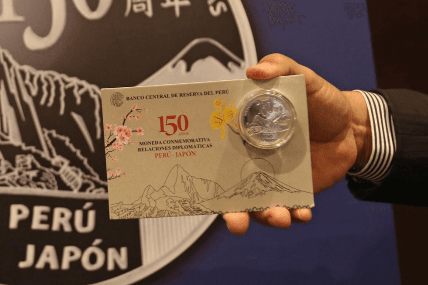 moneda de plata 150 aniversario peru japon