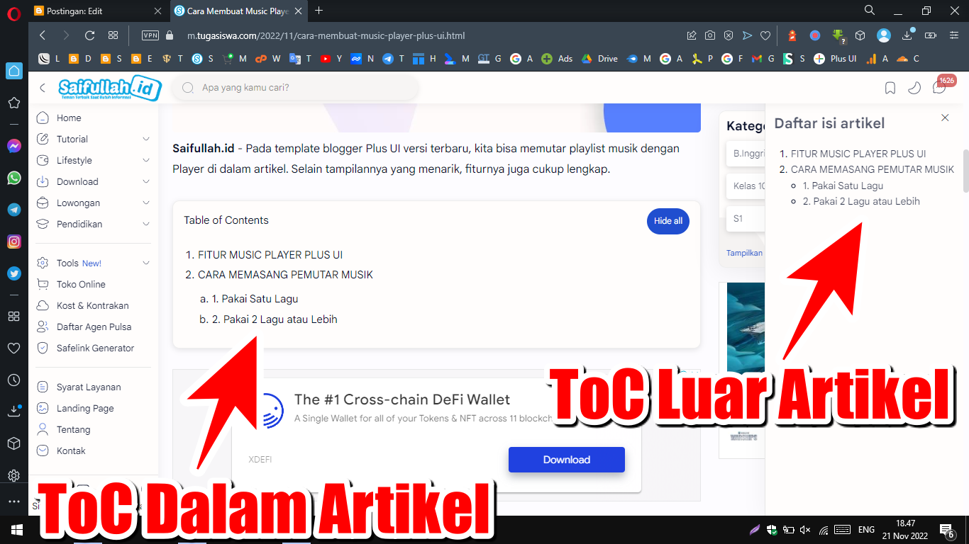 Cara Memasang ToC di Template Plus UI