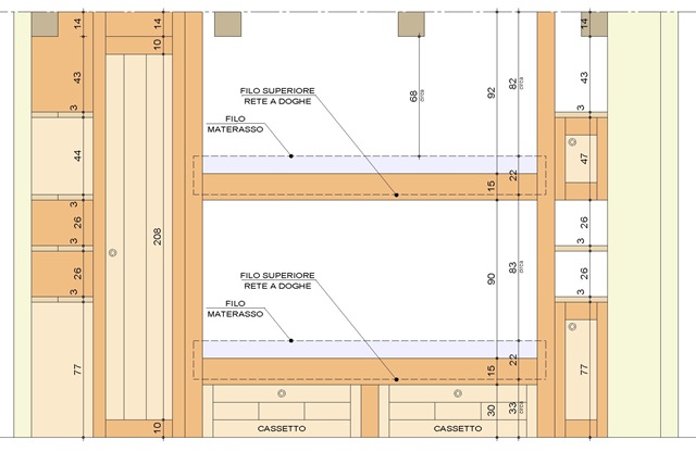 Progetto - prospetto letto e cabina armadio