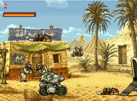 تحميل لعبه METAL SLUG المعروفه فى الوطن العربى بحرب الخليج تبدا اللعبه باختيارك احد الشخصيات الاربعه من ثم تبدا بقتل الجنود المحتلين وانقاذ الرهائن للحصول على اسلحه رائعه