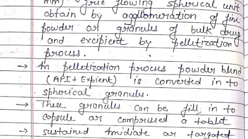 Pellets :- Hand written notes