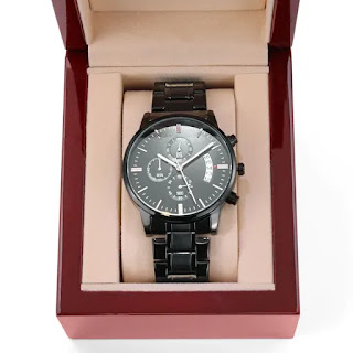 Love You Forever Black Chronograph Watch