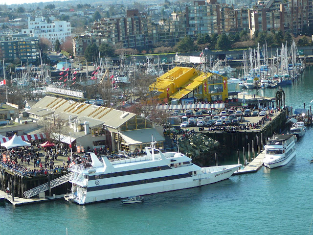 Yacht moored in False Creek, Vancouver, BC