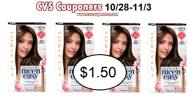 Clairol Nice ‘n Easy Hair Color $1.50 at CVS