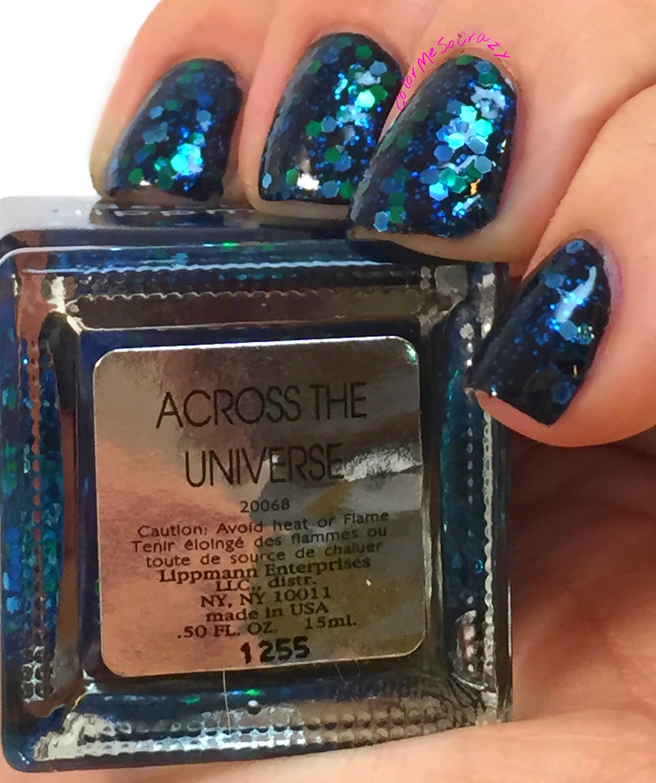 deborah lippmann-across the universe- glitter polish- jelly polish- green and blue glitters