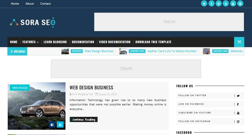 Sora Seo Blogger Template