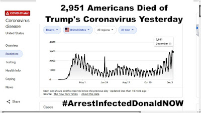 2,951 Americans Died from Trump's Coronavirus on 12/11/2020 #ArrestInfectedDonaldNOW