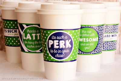 Free Printable Fall Coffee Cup Wrappers & link to other non-fall designs, too! | Four Designs for Fun Gift Giving in a Coffee Cup | Instant Downloads