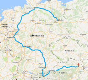 Eurotrip - Roteiro pela Alemanha e Áustria - Berlim, Munique, Bavária, Viajar,Viagem, Mochilão, Colonia, Viena, Salzburgo, Mapa