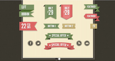 retro web ribbons vintage psd pack