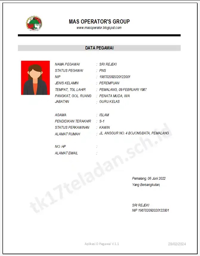 Update Aplikasi Kepegawaian Berbasis Excel (E-Pegawai V.1.1 New)