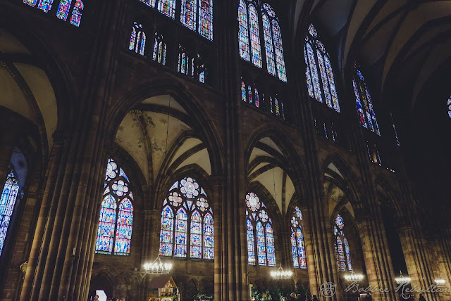 Stained-glass windows inside Cathédrale Notre Dame de Strasbourg