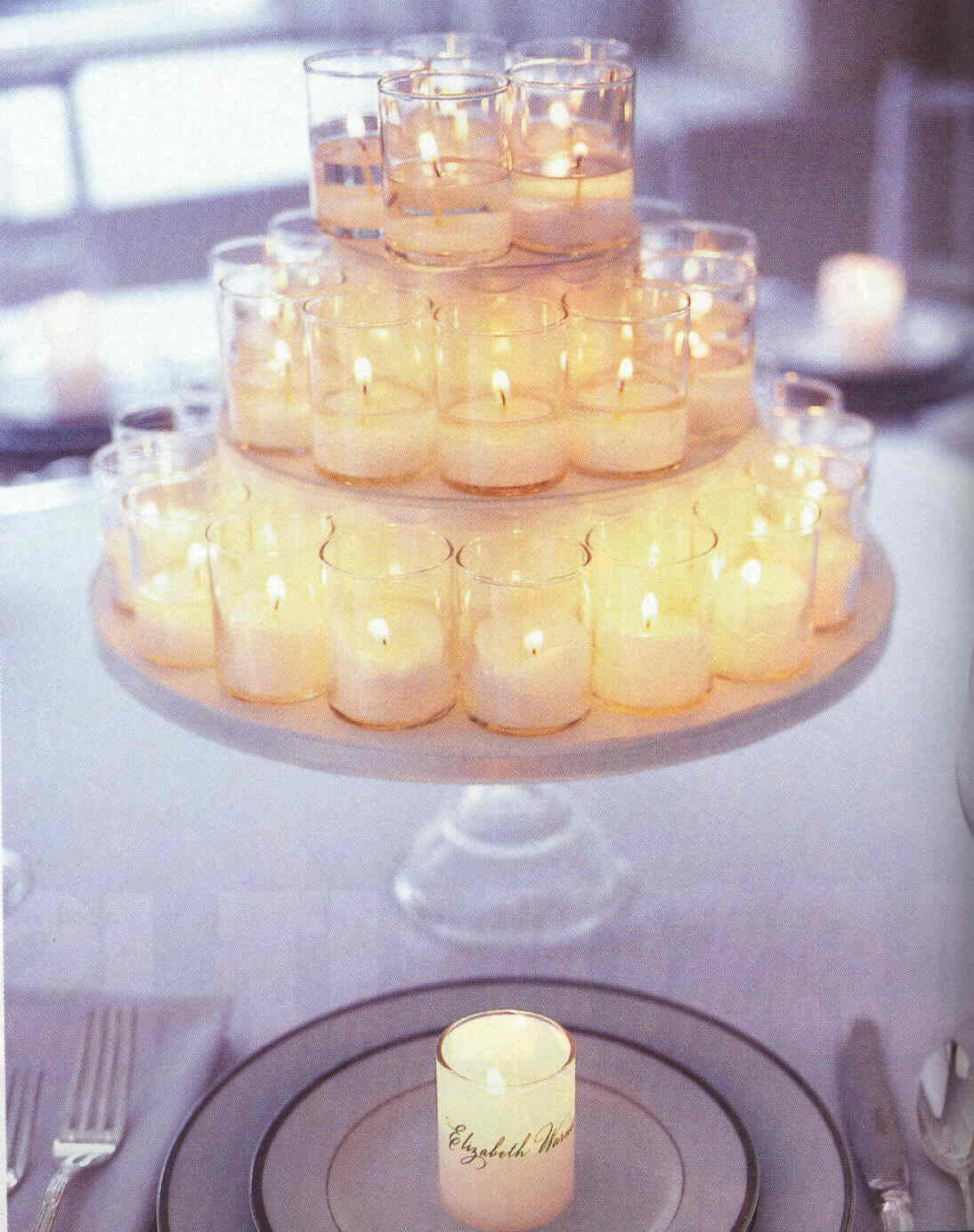 Candle Centerpieces for Wedding Cake Table