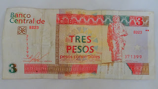 Three peso note from Cuba