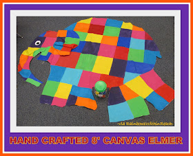 photo of: Teacher Created Monumental ELMER (painted on canvas + about 8' wide) via RainbowsWithinReach