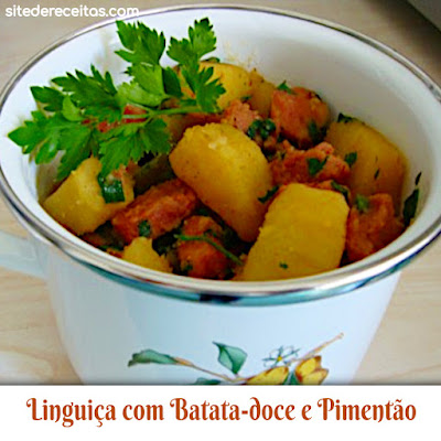 Linguiça com Batata-doce e Pimentão