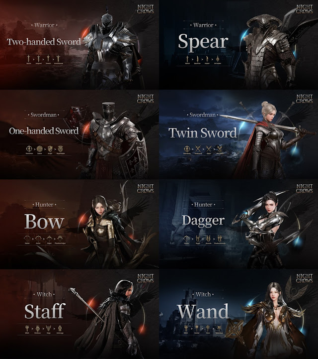 Night Crows - 4 Classes - Warrior, Swordman, Hunter, Witch