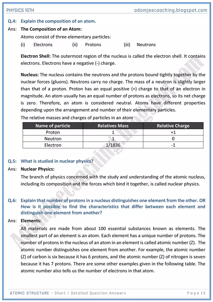 atomic-structure-short-and-detailed-answer-questions-physics-10th