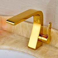  Juno Chicago Deck Mount Single Handle Golden Color Solid Brass Bathroom Sink Faucet