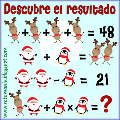 Acertijos, Acertijos matemáticos, Desafíos matemáticos, Retos matemáticos, Problemas matemáticos, Retos con lógica, Navidad, Navidad y matemáticas, Ecuaciones con figuras