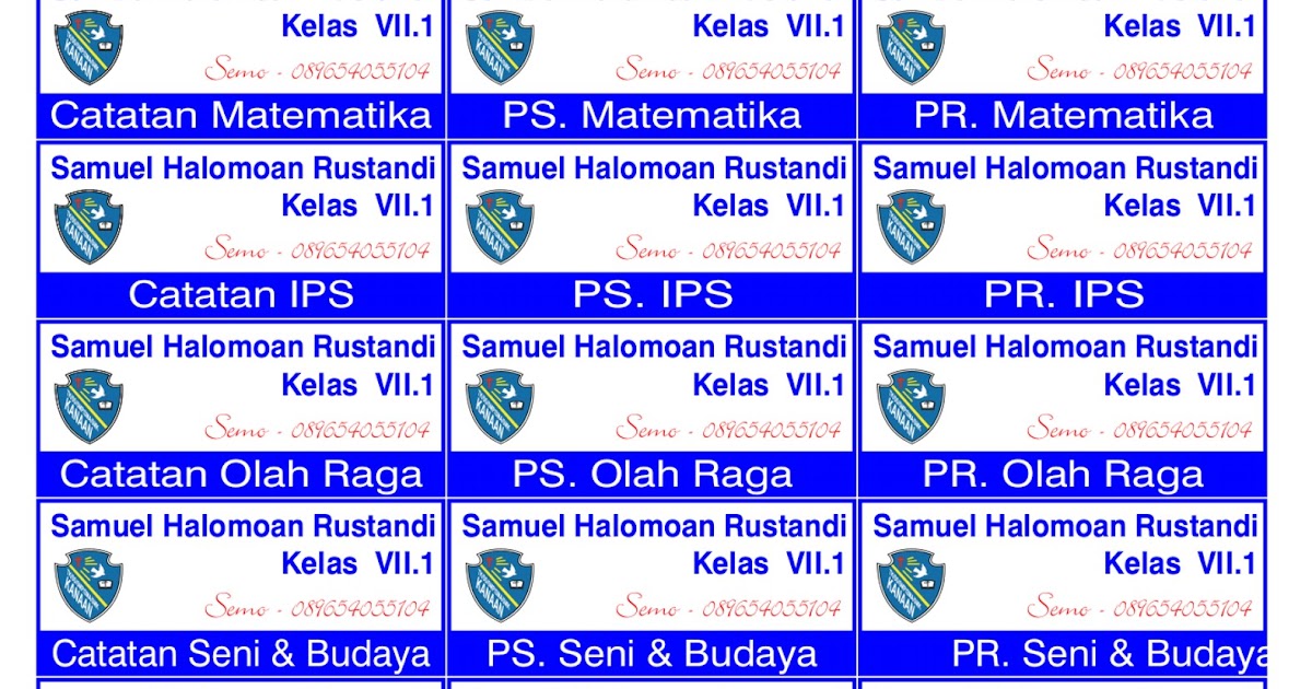 Label Stiker: Label Stiker Buku SMP Kanaan