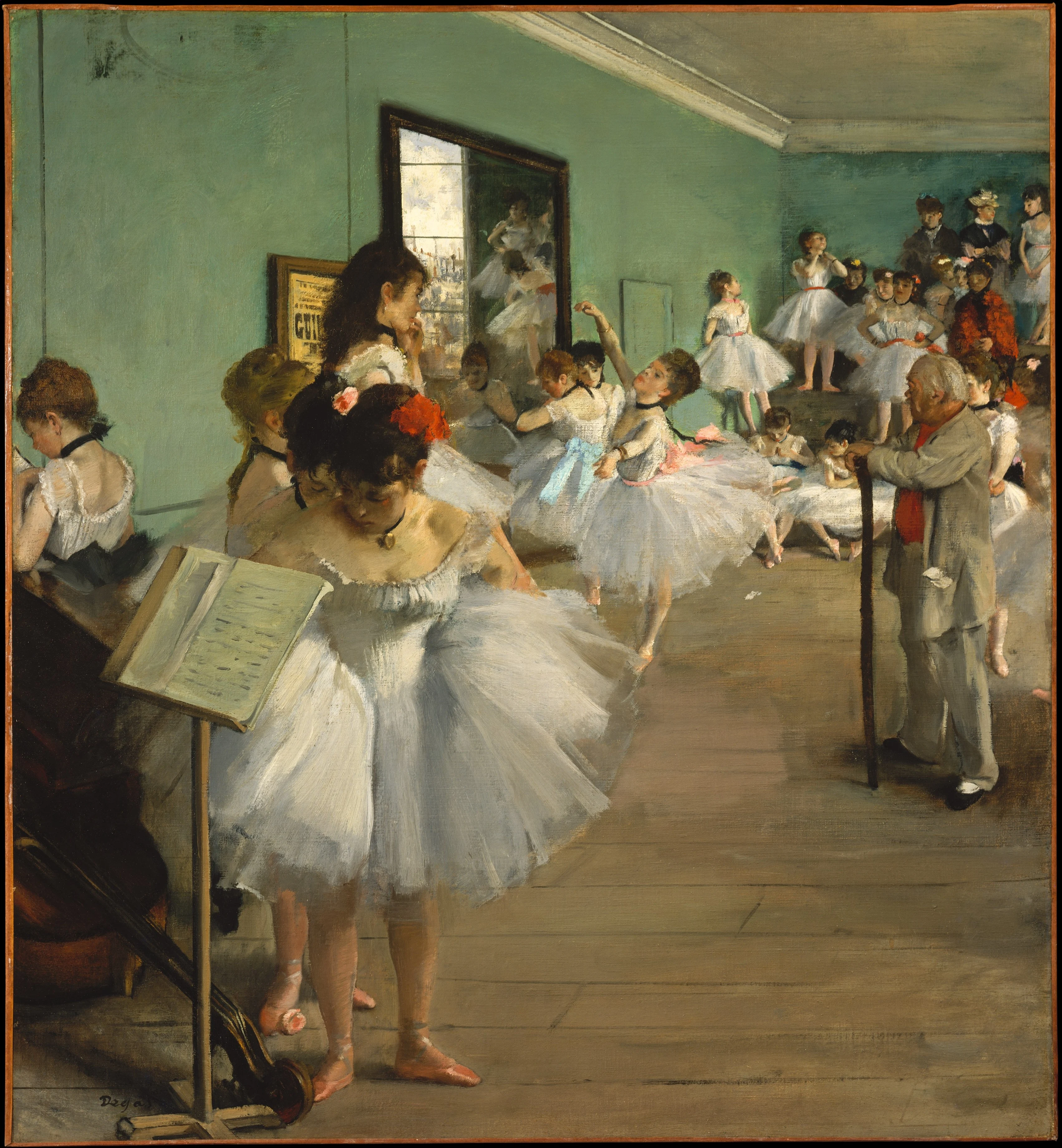 Image of painting by Degas showing students in a ballet class