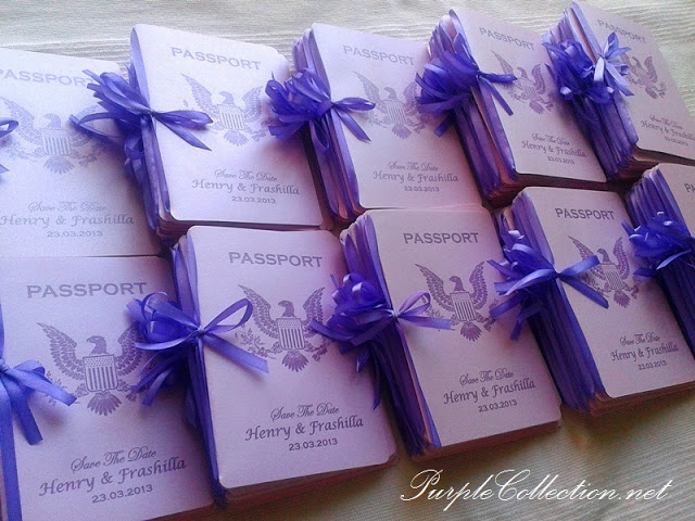 Passport Wedding Invitation Card, Passport, Passport Wedding, Invitation Card, Wedding Invitation Card, Card, Purple, Ribbon, Henry & Frashilla, Henry, Frashilla