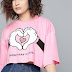 Buy Women Pink & White Pure Cotton Mickey Mouse Print Boxy T-shirt 60% Off