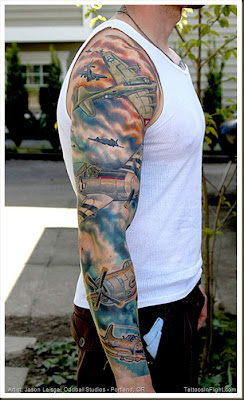  Aircraft on Wwii Tattoo Arm Sleave   Jason Leisge