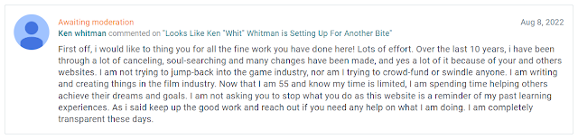 Ken "Whit" Whitman Comments