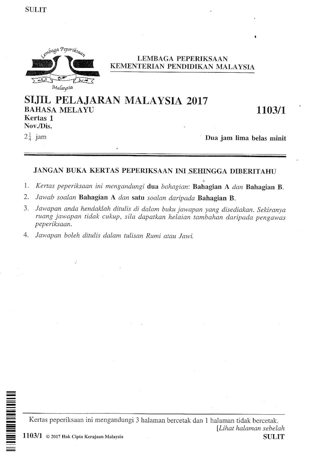 Laman Bahasa Melayu SPM: SOALAN KERTAS BAHASA MELAYU ...