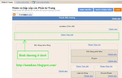 Tạo khung "Thêm tiện ích" (Thêm Widget) cho phần Header (đầu Blogspot) - by: http://namkna.blogspot.com/