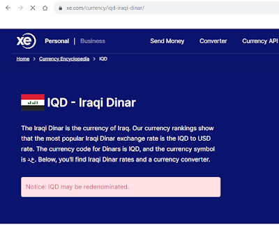 Xe.com, the authority on foireign exchange rates believes the Iraqi dinar may see some major changes