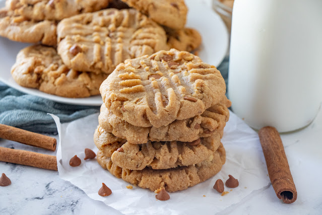 stack of cookies on parchment paper.