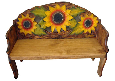 Rustic Solid Wood Furniture on Sunflower Hand Painted Solid Wood Rustic Bench