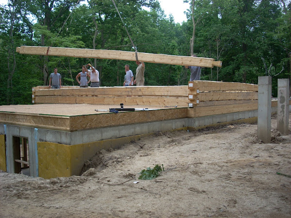 Big timbers being placed