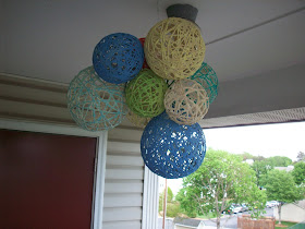 diy colored yarn lantern chandelier