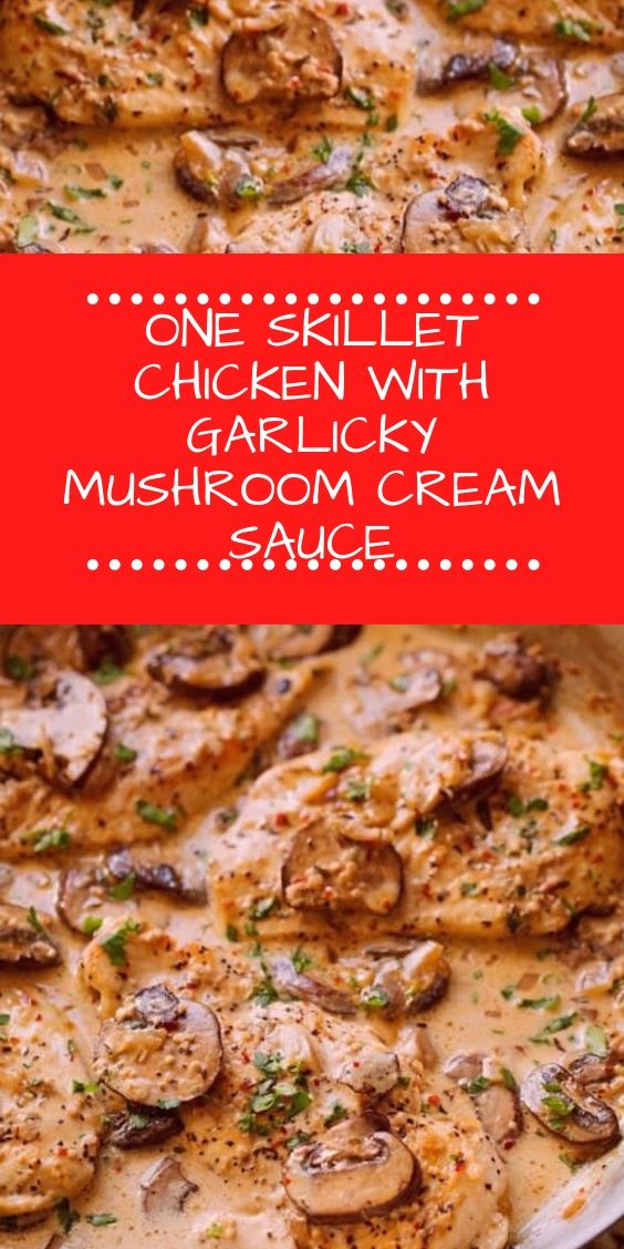 ONE SKILLET CHICKEN WITH GARLICKY MUSHROOM CREAM SAUCE