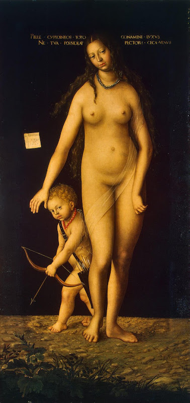 Venus and Cupid by Lucas Cranach - Mythology, Religious Paintings from Hermitage Museum