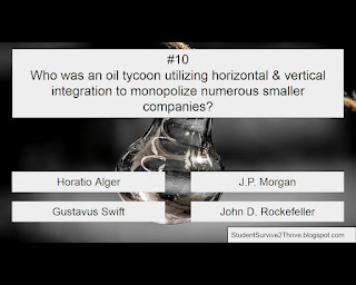 Who was an oil tycoon utilizing horizontal & vertical integration to monopolize numerous smaller companies? Answer choices include: Horatio Alger, J.P. Morgan, Gustavus Swift, John D. Rockefeller